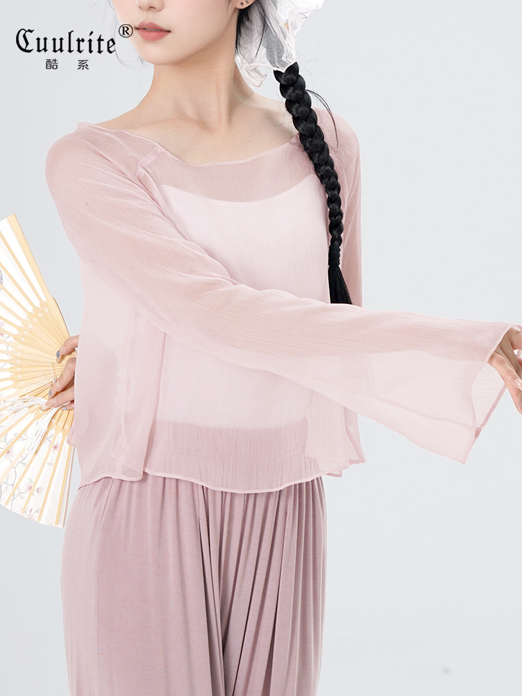Classical Dance Clothing Gauze Women's Adult Modern Dance Practice Clothing Summer New Loose Blouse Elegant Dance Clothing Top