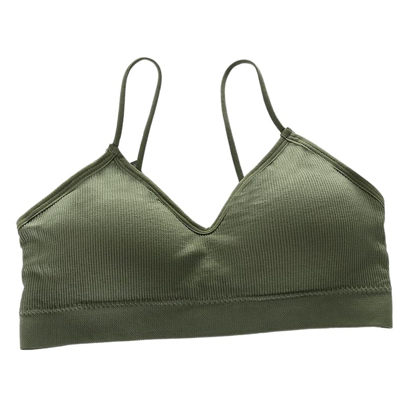 Cross-border Supply Bear Camisole Women's Threaded Back-Wrapped Chest Seamless Steel Ring-Free Underwear with Chest Pad