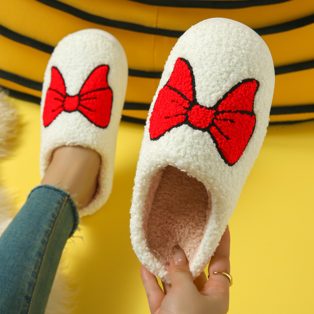 Source Manufacturer Plush Butterfly Cross-Border Cotton Slippers Home Cartoon Home Slippers Room Home Thick Soles
