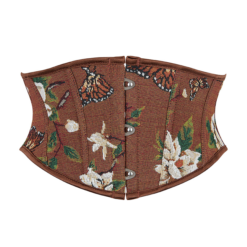 Picture of Retro waist girdle new oil painting style big flower European and American traditional strap waist seal three-button short slim belt