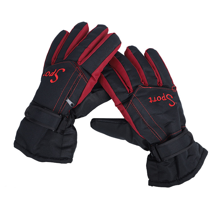 Picture of Adult Ski Gloves Men's Outdoor Waterproof Windproof Non-Slip Riding Sports Gloves Velvet-Lined Thickened Warm Gloves