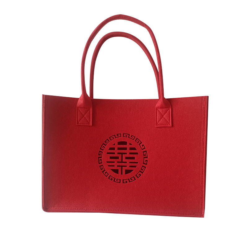 Picture of Wedding banquet happy word felt bag hollow happy word felt handbag wedding happy word lucky word hand gift lucky word felt bag