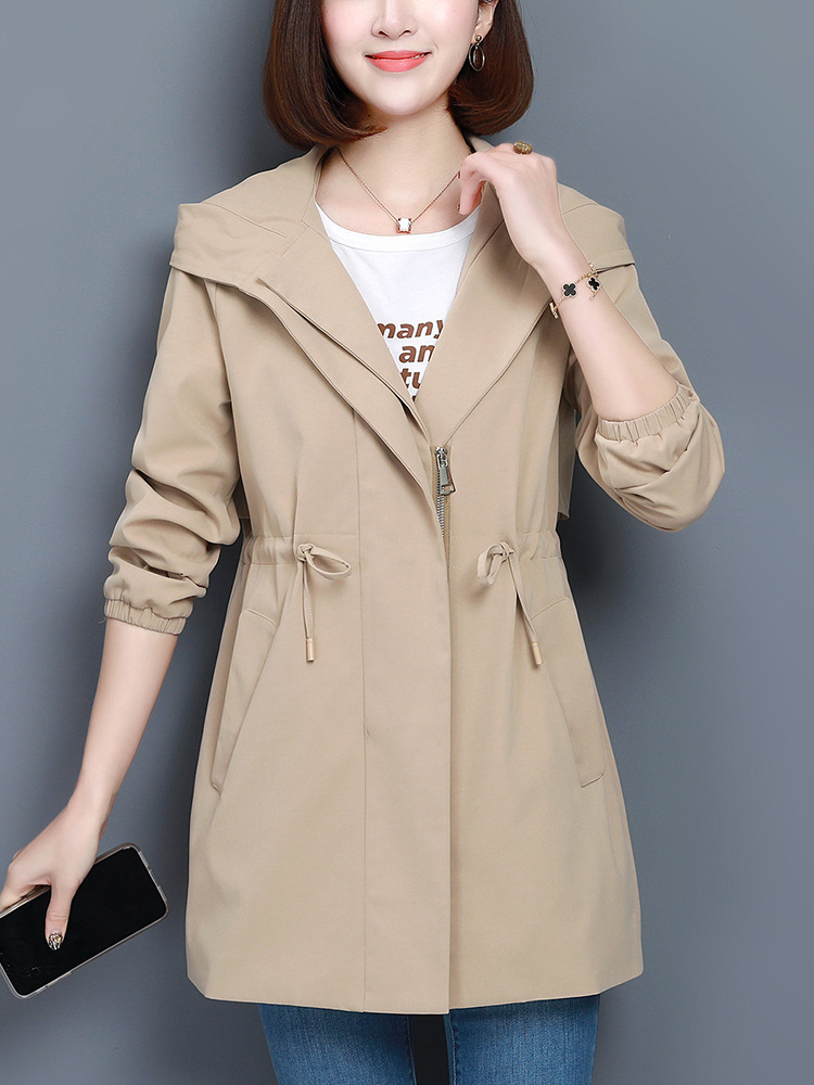 Picture of Casual Waist Slimming Coat Women's 2024 Spring and Autumn Korean Style plus size Loose Middle-aged Mother's Age-reducing Mid-length Coat