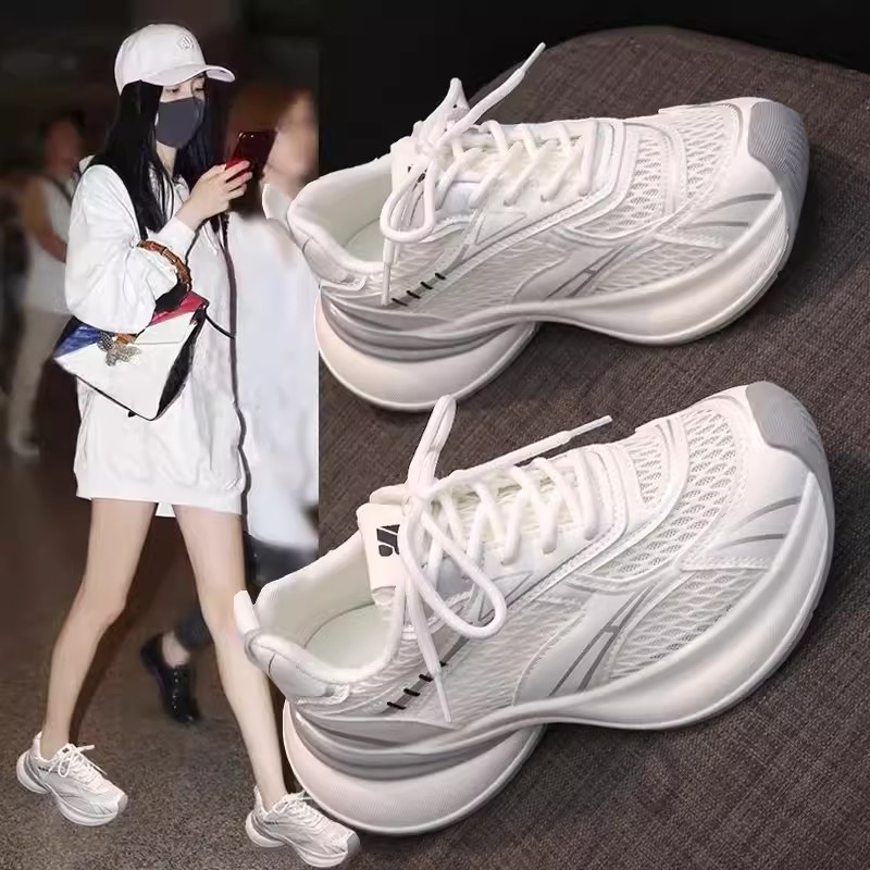Sports Shoes Women's Shoes 2025 New Popular Summer Breathable Mesh Shoes Thick Sole Lightweight Running Casual Dad Shoes