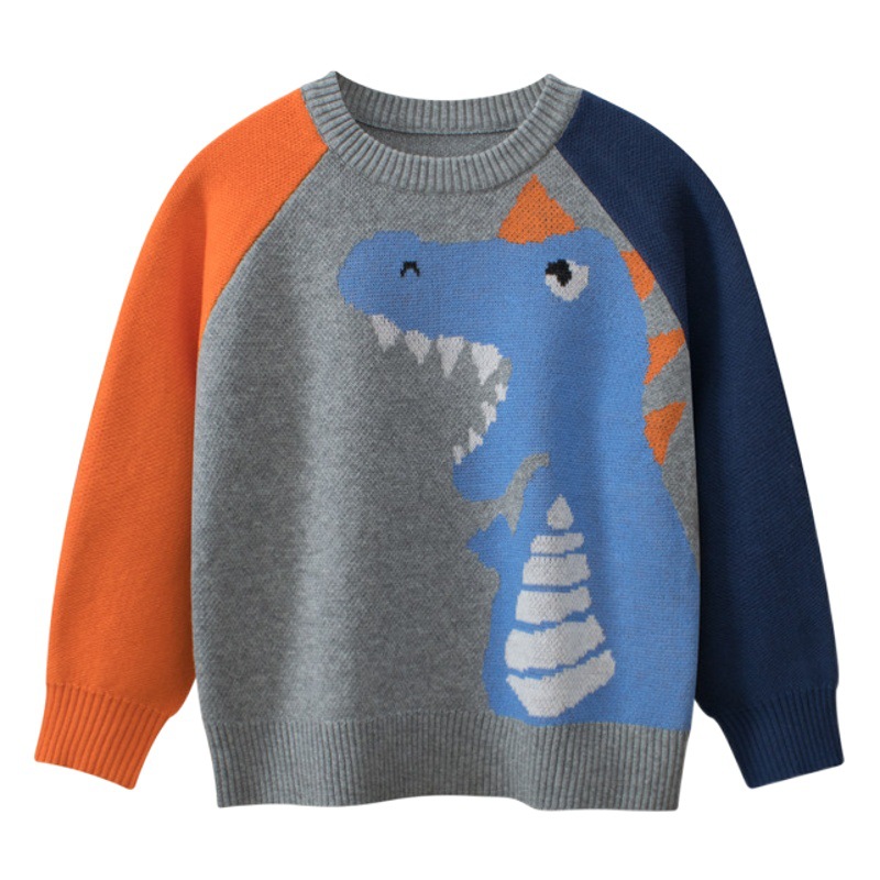 27kids Korean style children's clothing cross-border supply children's sweater dinosaur cartoon baby boys' clothes knitwear wholesale