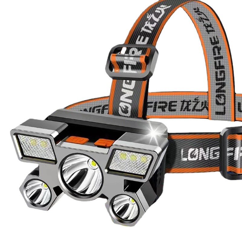 Strong light headlight rechargeable super bright long-range outdoor head-mounted miner's lamp outdoor special forces lighting lamp night five headlights