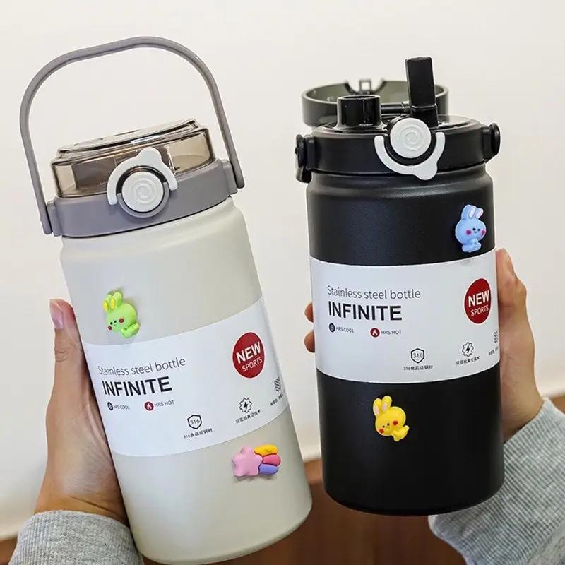 Picture of New High-Looking Double-Drink Large-Capacity 316 Thermos Cup for Outdoor Sports and Mountaineering Cold-Keeping Portable Water Kettle