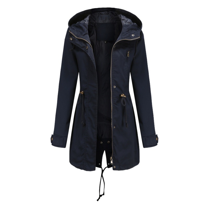 2022 New Cotton Hooded Coat Women's Spring and Autumn Coat European and American Large Size Loose Solid Color Cross-border Women's Clothing