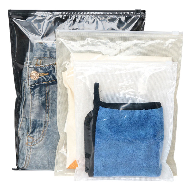 Thickened non-woven transparent frosted zipper bag wholesale pe ziplock bag underwear socks storage bag clothing packaging bag