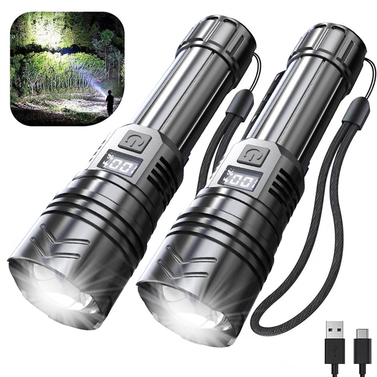 P50 Flashlight Cross-border Outdoor LED Charging White Laser Long Life Multifunctional Mini Small Strong Light Flashlight
