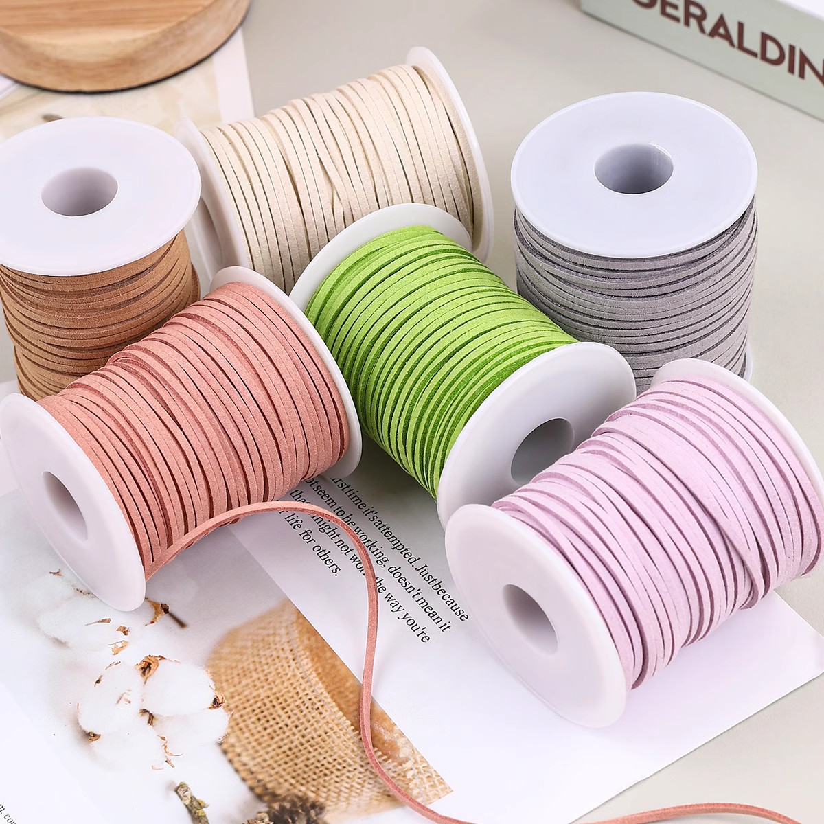 Cowhide rope cake box bouquet packaging leather rope thread velvet red rope woven handmade diy lanyard hanging rope