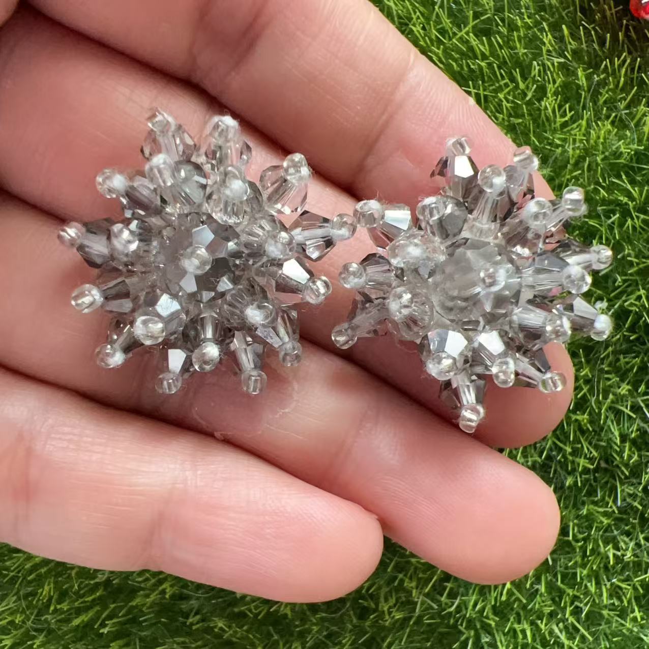 Picture of Handmade String Crystal Beads Flower Bud Accessories Clothing Shoes Flower Decoration Earrings Handmade DIY Accessories Flower Accessories Accessories