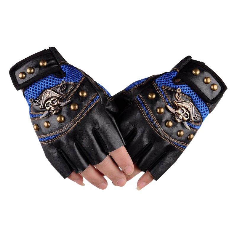 Pirate Skull Half Finger Gloves Men's Performance Street Dance Thunderbolt Dance Sports Cycling Gloves New Cycling Gloves
