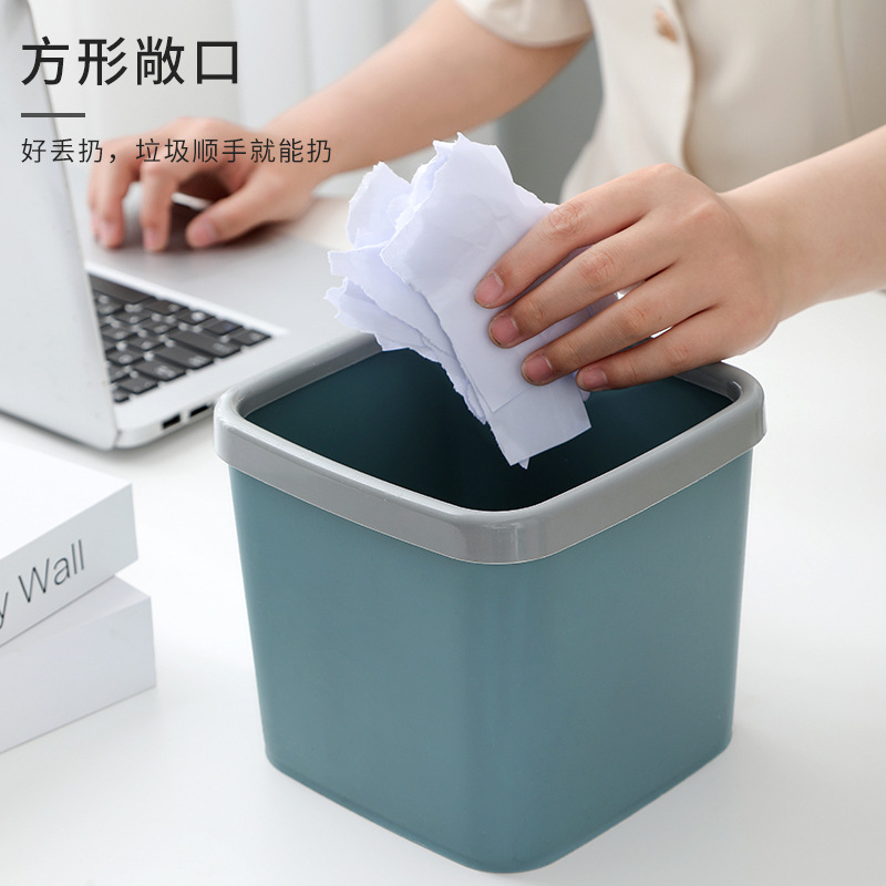 Desktop Trash Can Press Ring Square Small Storage Barrel Mini Bedroom Bedside Table Desk Small Small Paper Basket