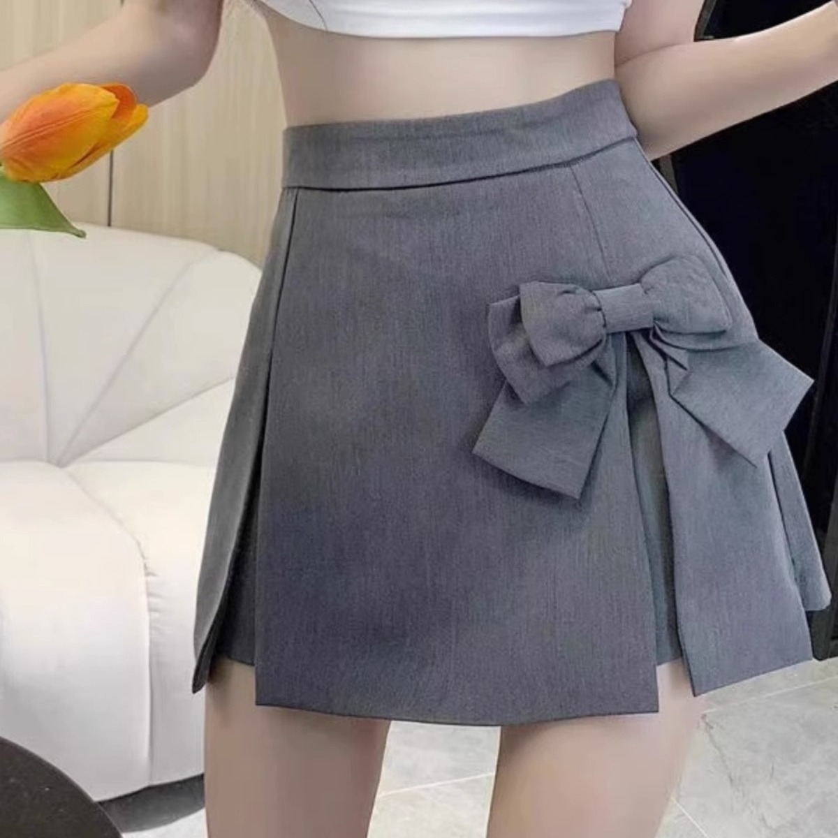 New Bow Design Sexy Suit Skirt High Waist Slim A-Line Skirt Skirt Pants for Women 2025 Summer