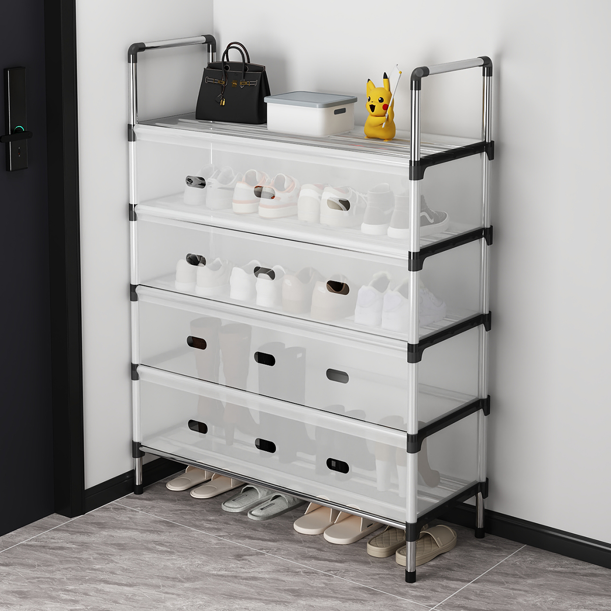 Plastic Shoe Rack, Multi-Layer, Simple and Multifunctional for Home Entrance, Suitable for Rental Apartments, New Popular Model