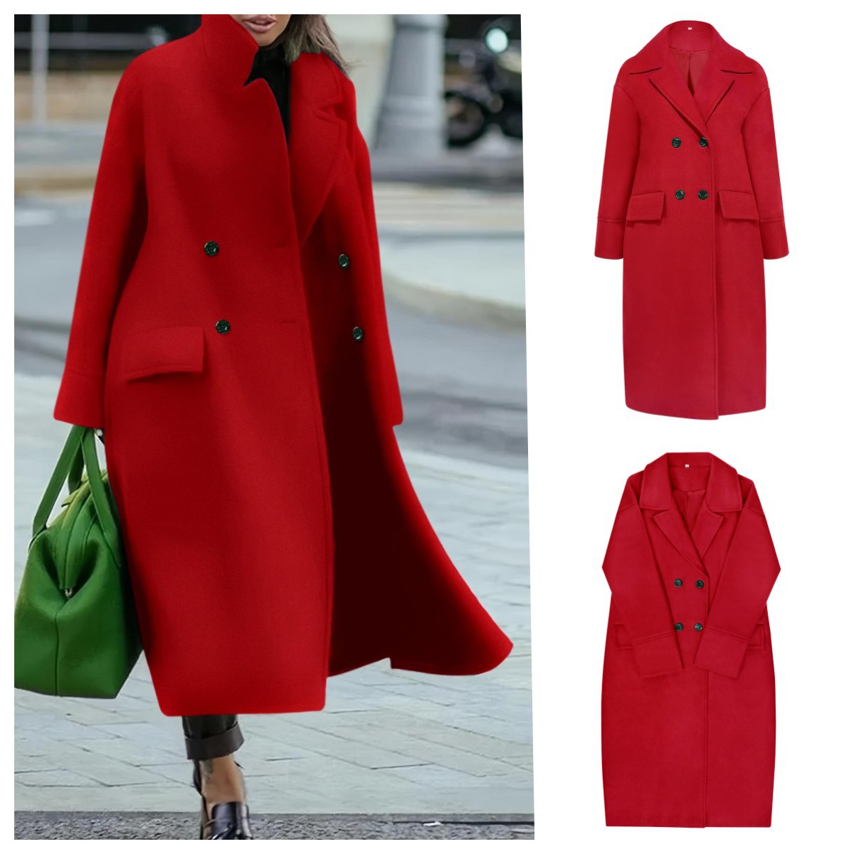 Picture of Amazon Cross-border Foreign Trade Europe and America Explosions Loose Winter and Autumn Women's Woolen Jacket Warm Commuting Elegant Coat