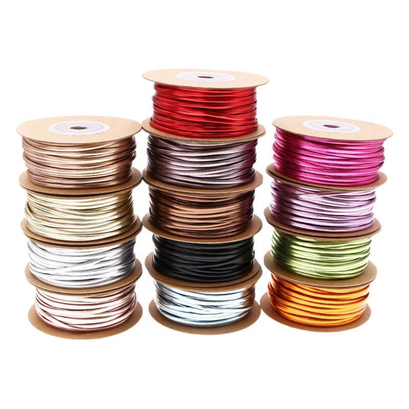 Cross-border 2mm PU leather rope gold and silver multi-color soft leather DIY bracelet necklace accessories hand woven rope