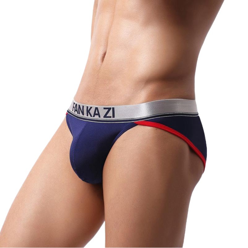 Factory wholesale men's high fork pants youth color matching large size waist U convex sexy breathable sports underwear AliExpress