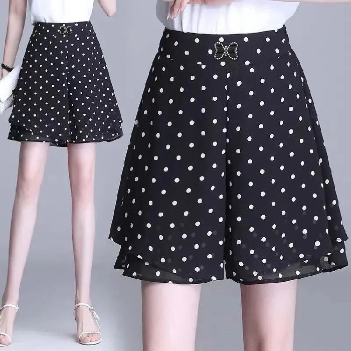 Picture of Chiffon Wide-leg Pants Women's 2023 New Summer High Waist Slimming Loose Five-point Pants Good to Wear Thin Pants with Flexible Waist