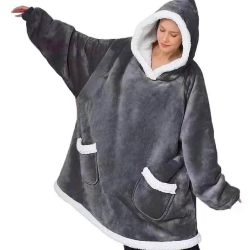 Pullover fleece pajamas warm TV blanket outdoor cold-proof nightgown couple's sweater fleece warm clothes