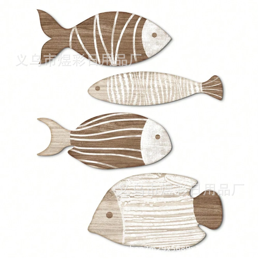 Wooden Nautical Fish Shape Wall Decoration Beach Theme Fish Wall Sculpture Academy Art Coastal Theme Bathroom Decoration