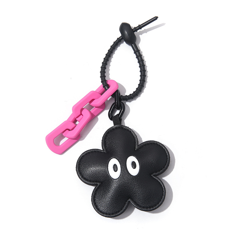 Picture of Creative Car Bag Accessories Ins Advanced Sense Leather Handmade Flower Eye Bag Pendant Pendant Keychain