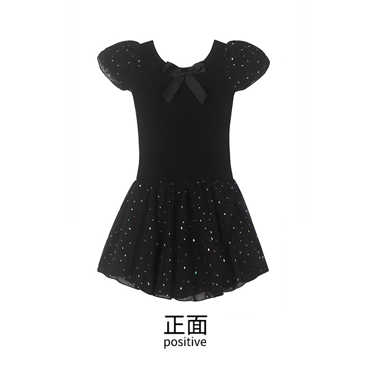 Picture of Girls' Pure Cotton Practice Clothes Ballet Skirt Wholesale Children's one-piece dance clothes spring and summer short sleeve sequin skirt