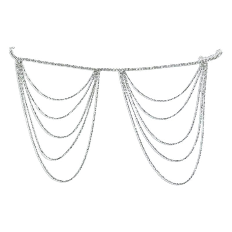 European and American fashion accessories multi-layer rhinestone waist chain shiny all-match sexy hip chain body chain women