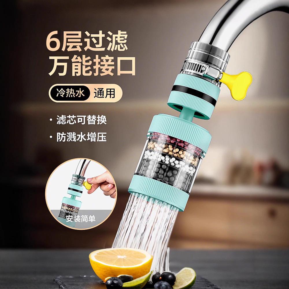 Picture of Faucet filter rotatable mouth kitchen splash shower six-layer universal household removable and washable tap water filter