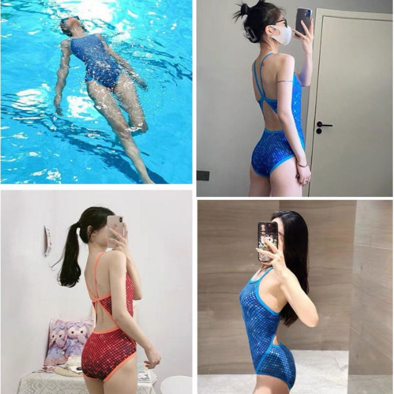 Picture of Slight Fat plus size Swimsuit Women's 2024 New High-end Red Sexy Conjoined Triangle Professional Racing Swimsuit