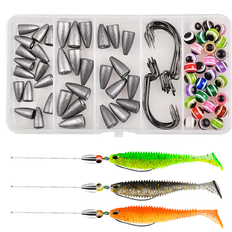 Texas fishing group 80-piece lead pendant fish eye bead blocking combination set box portable fishing gear supplies bass Mandarin fish cross-border
