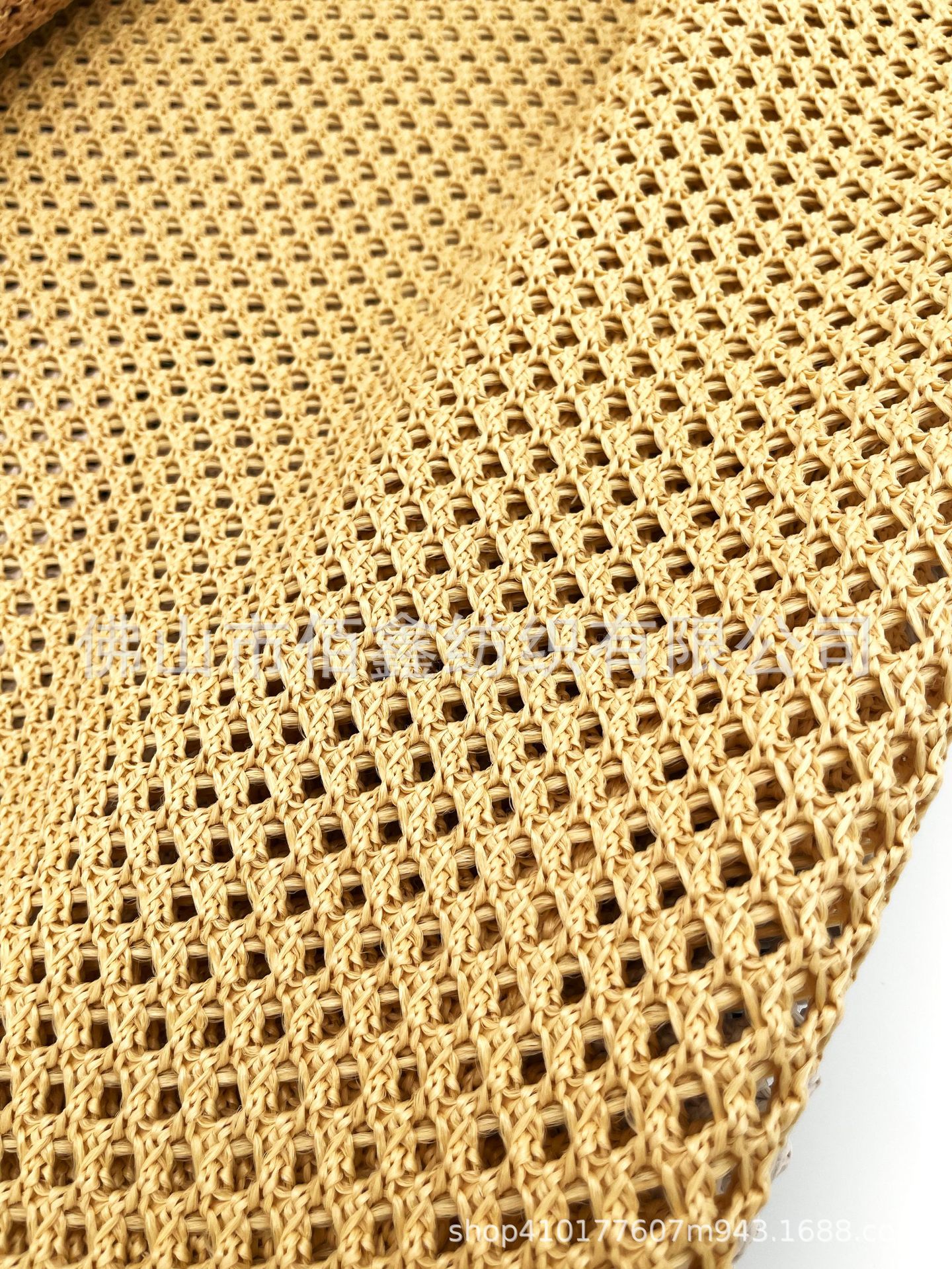 Picture of Crochet knitted pp mesh fabric woven cross hollow PE straw mat shoes and hat material luggage handbag decorative fabric handmade fabric