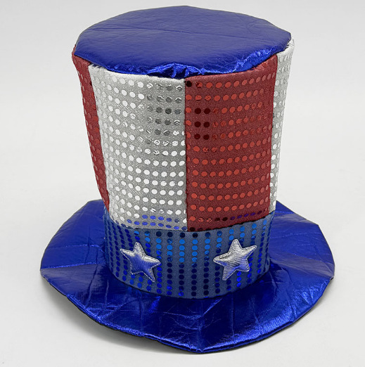 Picture of Cross Border US Independence Day Carnival Party Sequin Hat Beaded Tie Glasses Uncle Sam Hat Dress Up