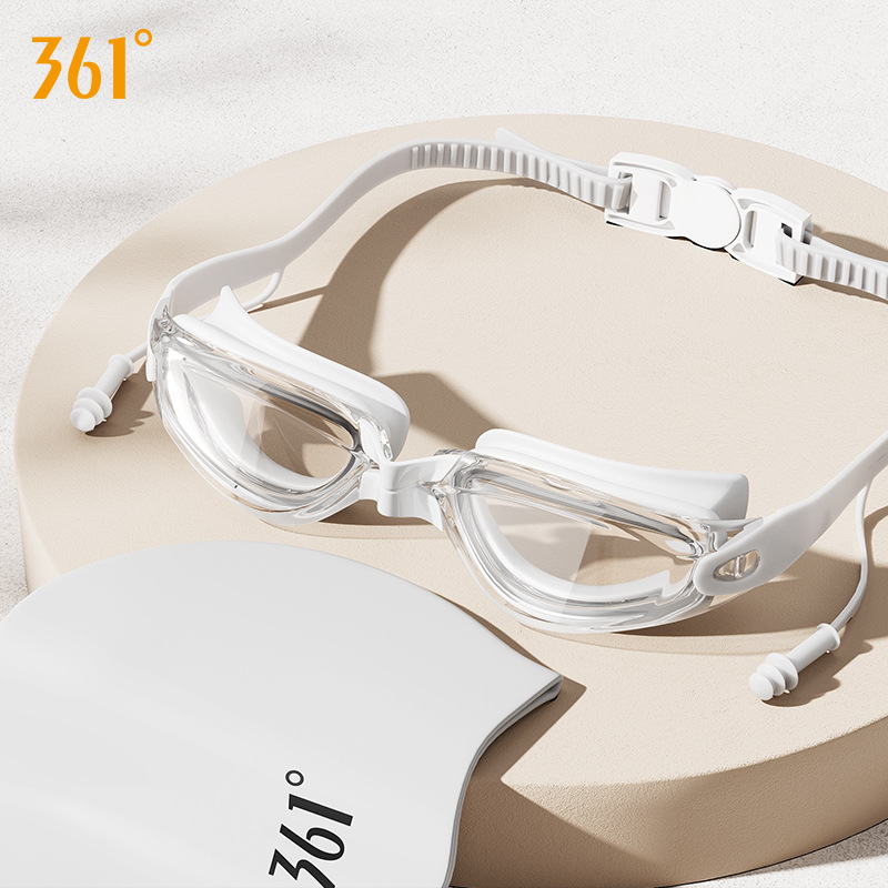 Picture of 361 degree swimming goggles earplugs integrated swimming glasses widened field of vision myopia glasses colorful electroplated swimming glasses