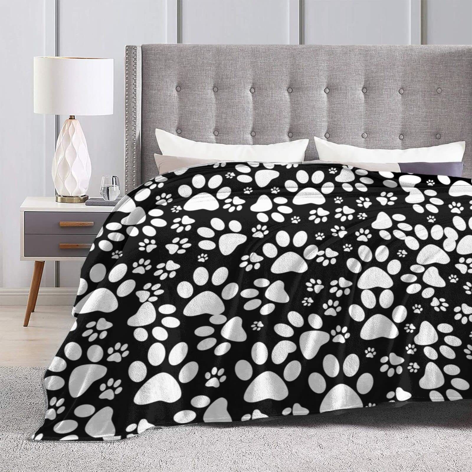 Picture of dog claw print cover blanket plush comfortable soft flannel blanket for bed sofa chair decoration amazon