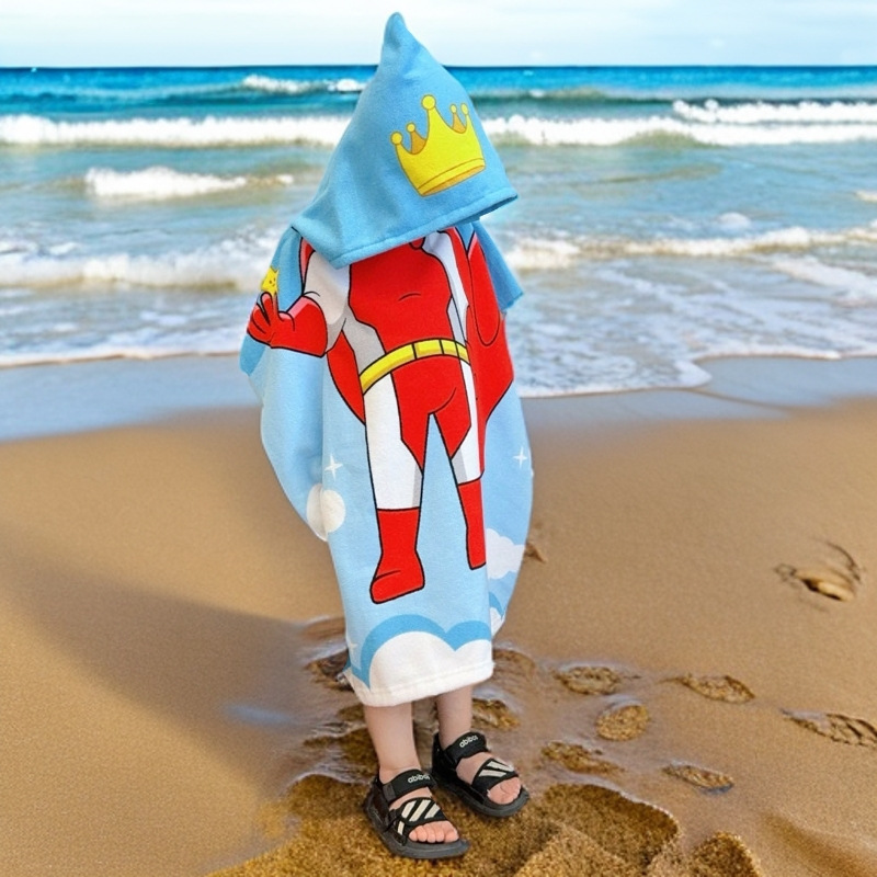 Picture of Children's Bath Towel Hooded Poncho Bathrobe Super Soft Wearable Baby Absorbent Towel for Boys and Girls Swimming