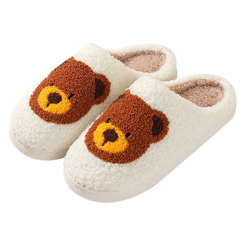 Cross-border explosions winter cartoon bibixiong smiley face cotton slippers women wholesale indoor home plush warm slippers winter