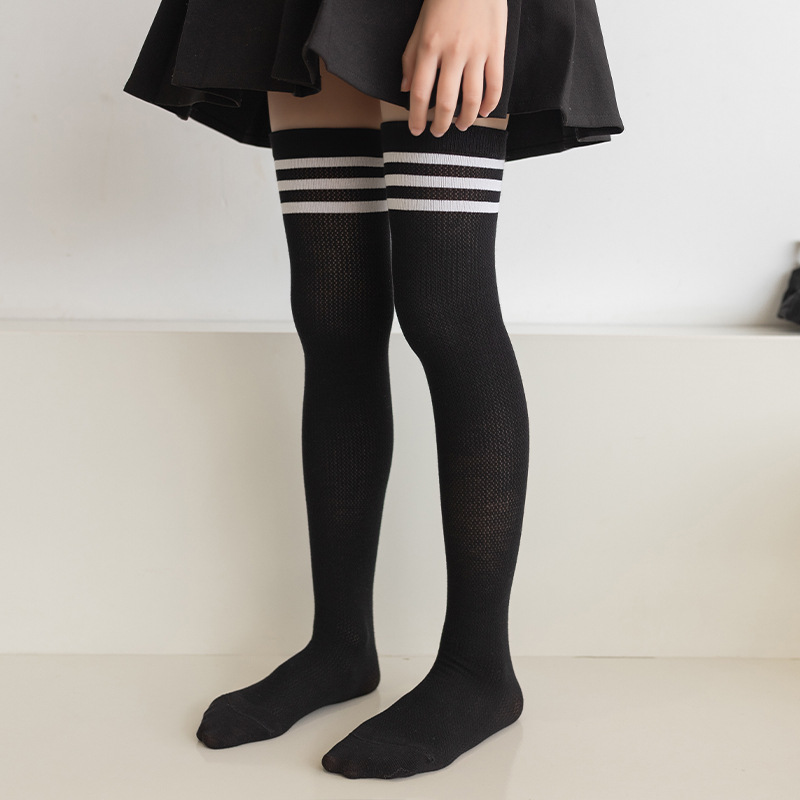 Picture of Girls' Long Stockings Summer Thin Children's Mid-tube Over-the-knee Football Socks Korean Style College Style Student Girls' Long-leg Socks