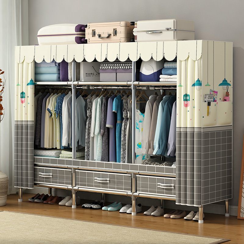 Alloy thickened simple wardrobe home bedroom joint steel pipe assembly thickened reinforced rental room storage with drawers