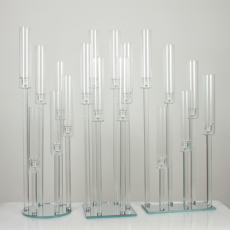 Guangyi Crystal Candle Holder Manufacturer Home Spot Wholesale Hotel Dinner Wedding Table Decoration Cross-Border Glass
