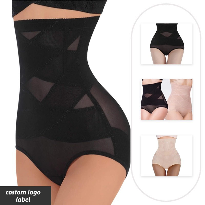 European and American Women's Mesh Pants High Waist Cross Waist Pants Postpartum Body-lifting Pants Women's Body-shaping Pants