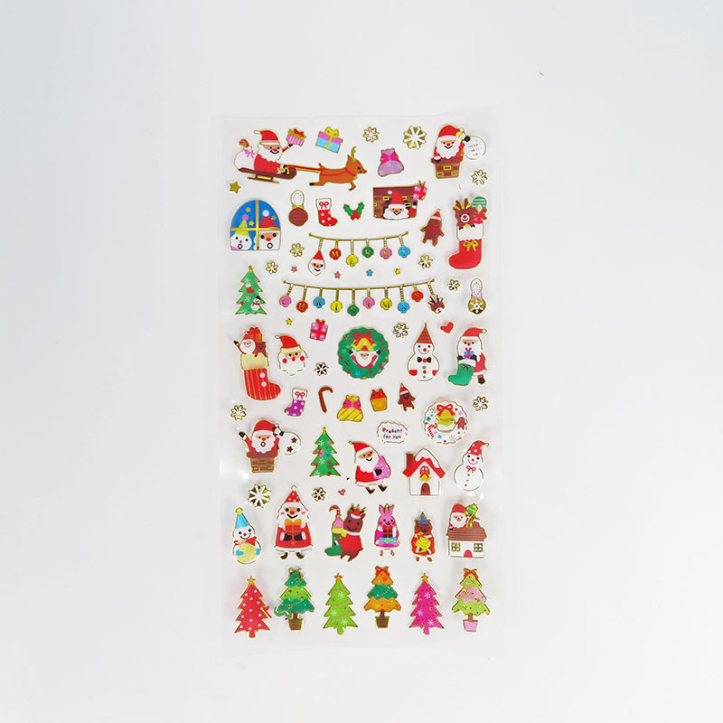 Picture of Spot Wholesale Christmas Stickers DIY Hot Stamping Transparent Decorative Gifts Pvc Cartoon Kidsren Reward Christmas Stickers