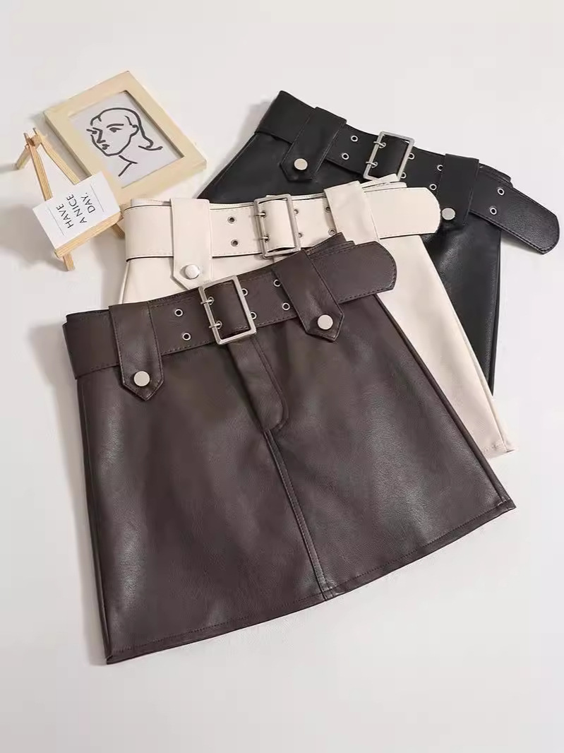 Autumn New PU Small Leather Skirt Spice Girl Workwear Skirt High Waist Slim Slim Slim A- line Hip Slim Skirt Women