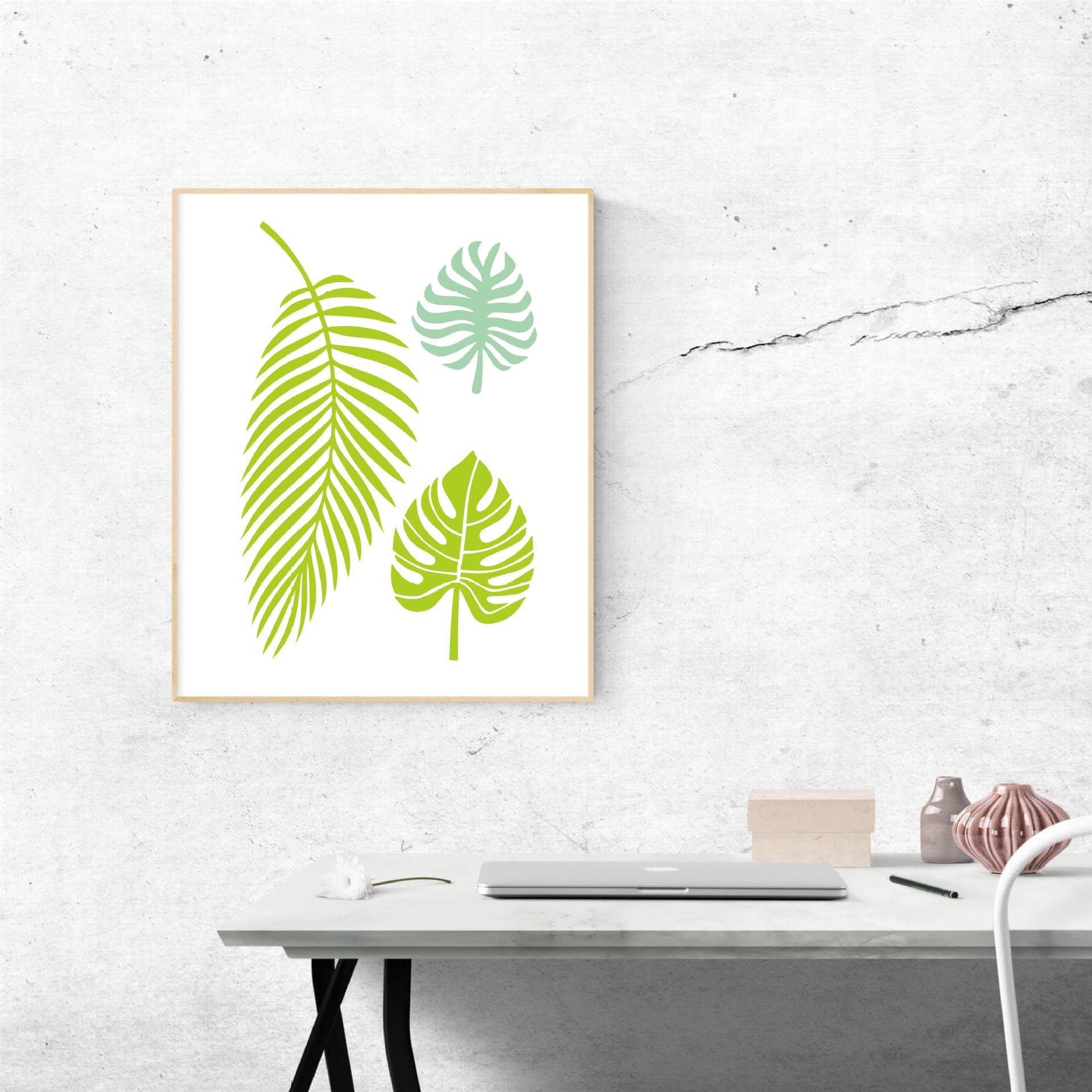 Picture of Nordic simple modern European pastoral green plants green leaves small fresh living room decorative painting restaurant painting Template