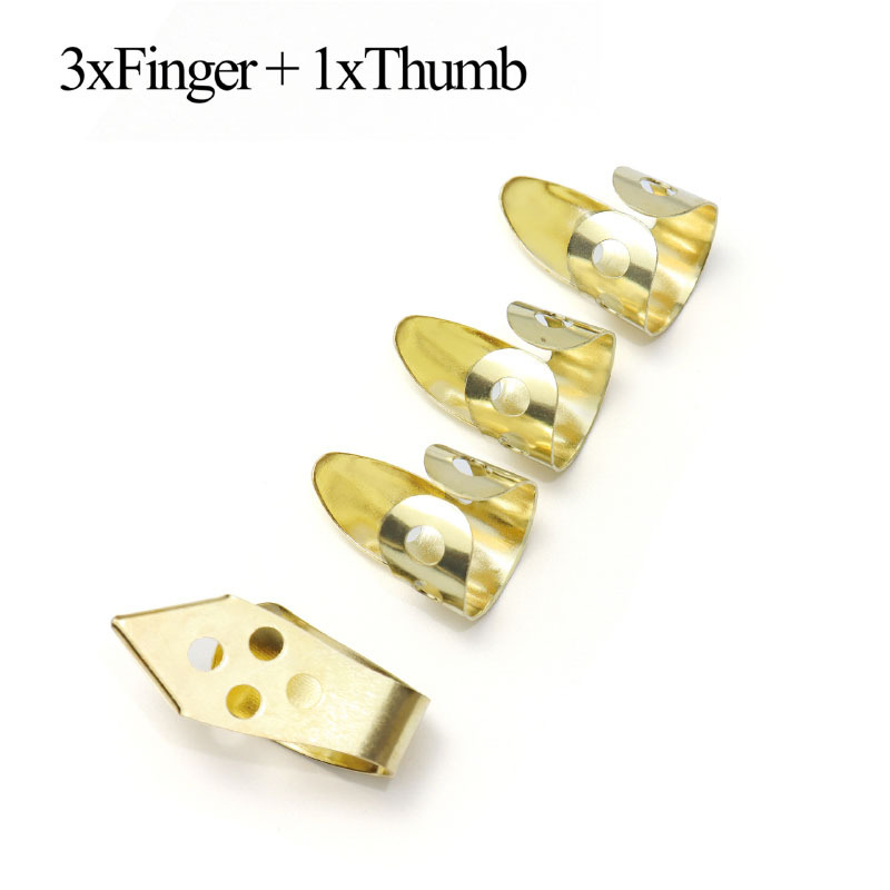Gold 3 index fingers +1 thumb banjo metal pick guitar finger pick adjustable cross-border hot sale