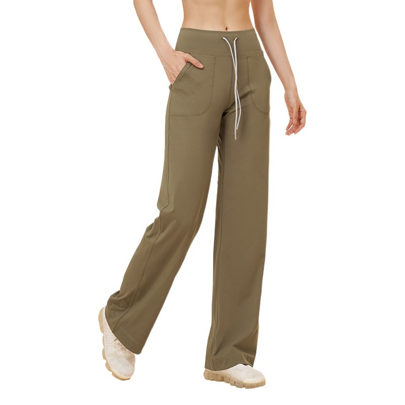 Juyitang Loose Straight Wide Leg Pants Drawstring High Waist Hip Lifting Fitness Casual Sports Pants for Women