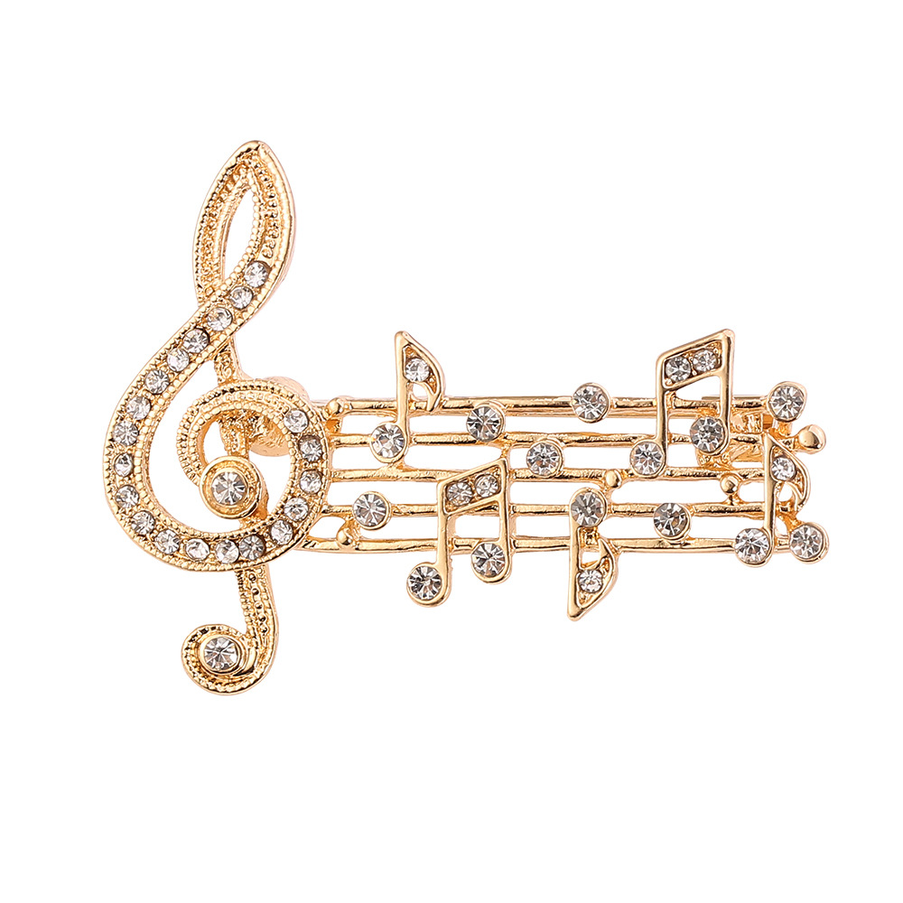 Picture of Elegant musical note music rhythm brooch inlaid with full diamond beating note pin bag clothes accessories spot