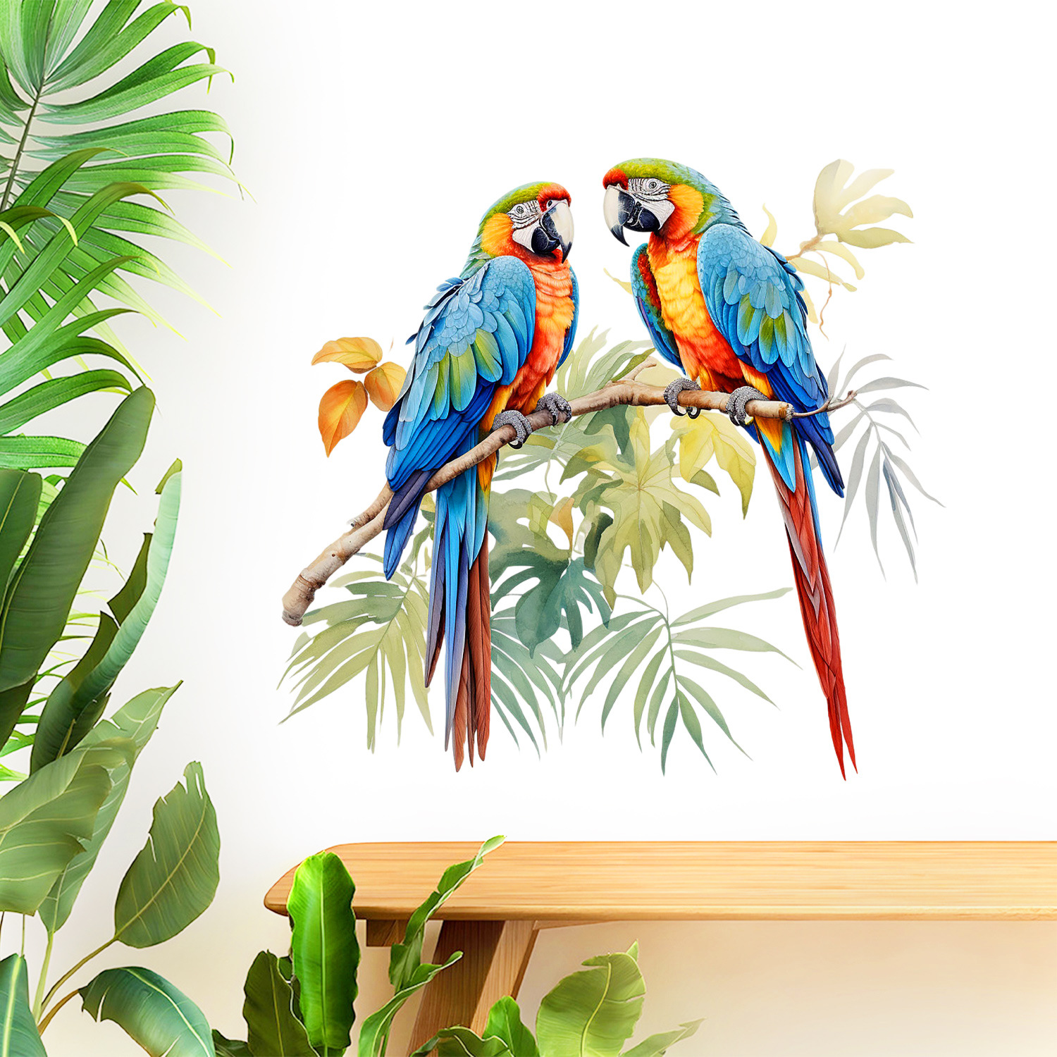 Amazon Foreign Trade Two Parrot Station Branch Creative Stickers for Home Decoration Wall Ceiling Beautiful Stickers