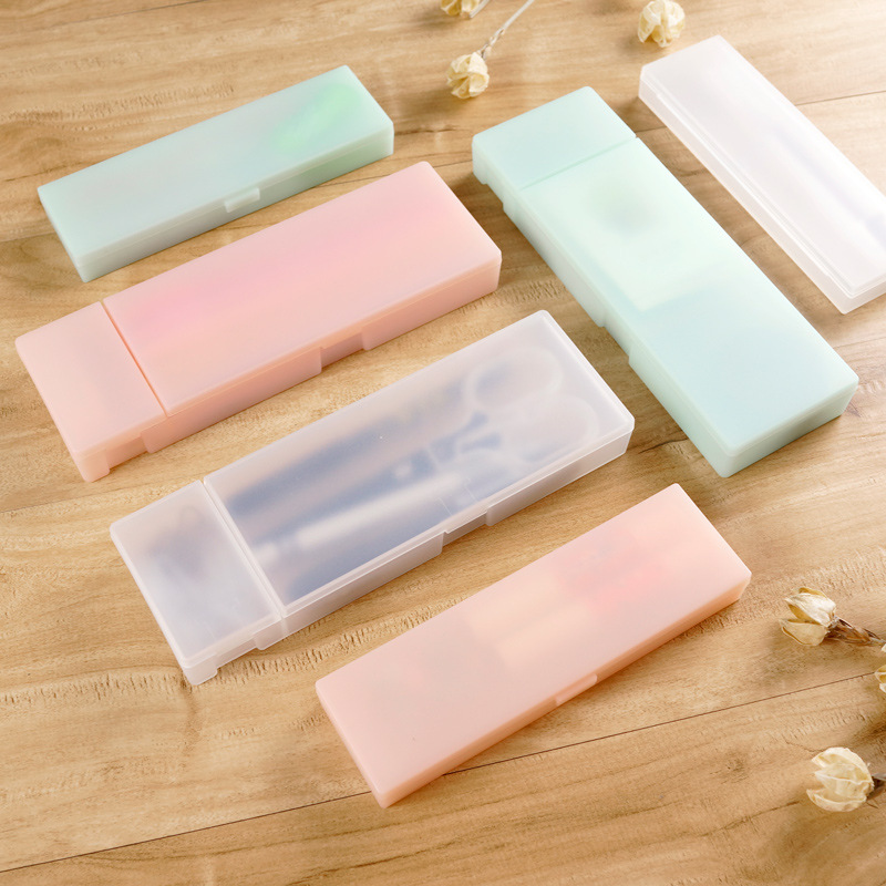 Picture of Japanese Simple Frosted Stationery Box, Unprinted Small Fresh Style Pen Box, Grinding Tool, Processing, Printable Logo